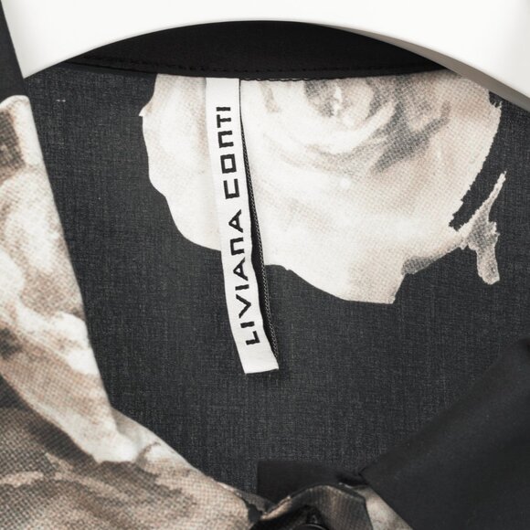 Liviana Conti Black Floral-Print Cotton-Poplin Oversized Shirt Jacket - Picture 10 of 12